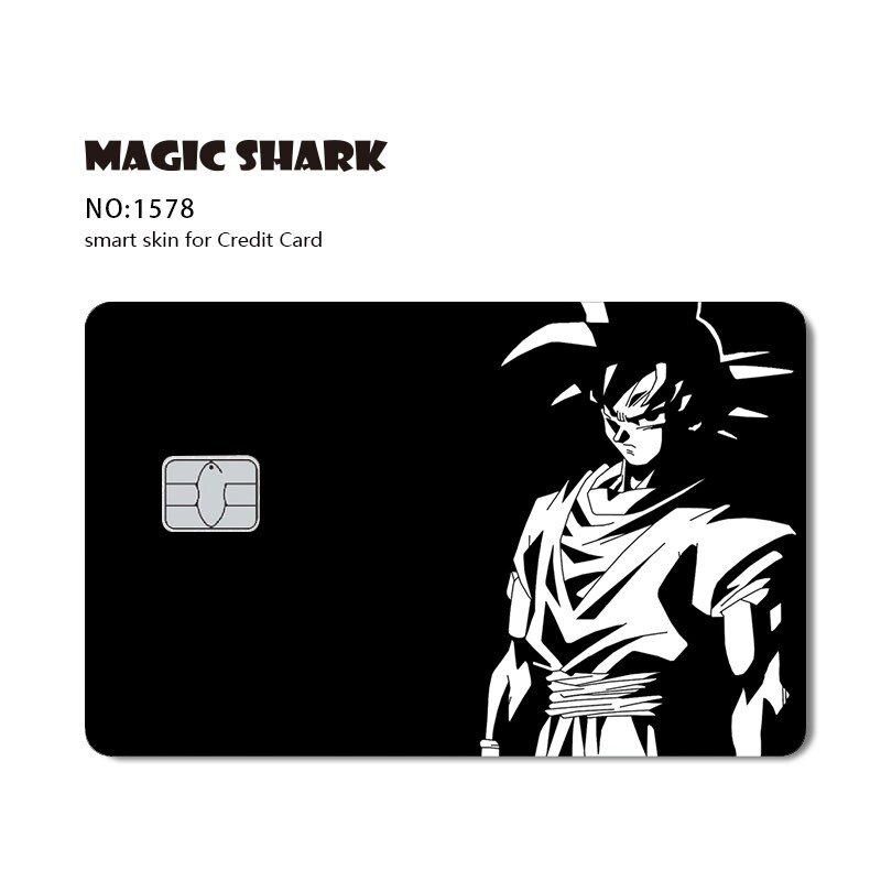 Anime Dragon Ball Super Goku Vegeta Saiyan stiker kulit Film besar kecil tanpa Chip untuk kartu Bus kartu kredit Debit kartu Bank sisi depan