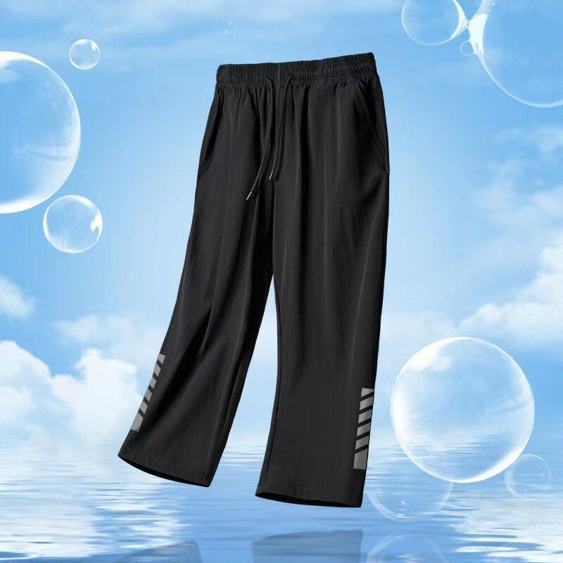 Summer Men's Casual Shorts, Thin And Loose Elastic Sports Capris, Plus Fat, Plus Size Beach Pants, Trendy And Quick Drying Pants