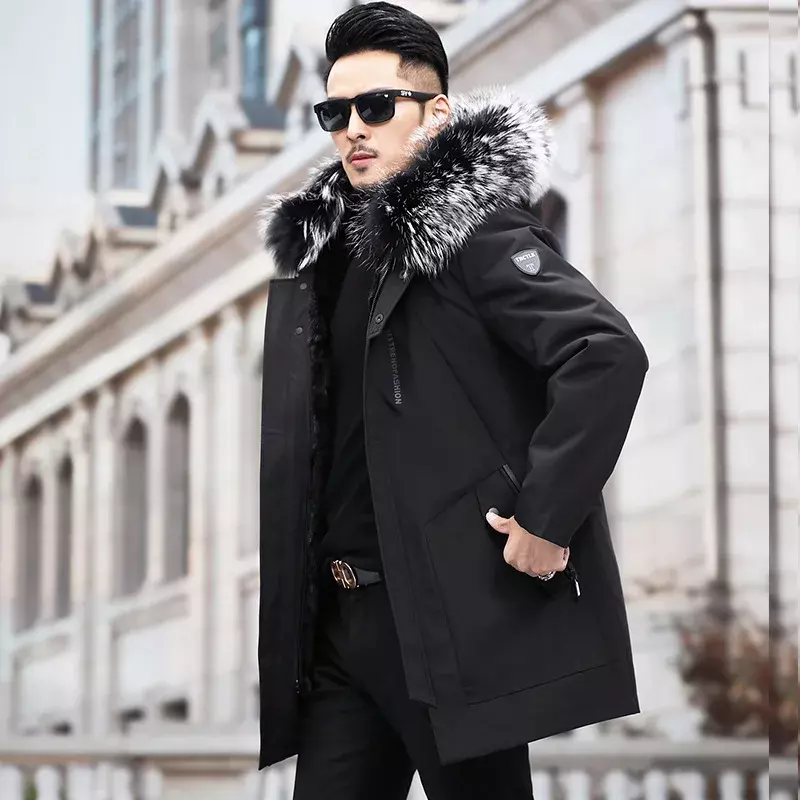 Tcyeek Winter Jacket Men Clothes Men’s Parkas Male Mink Fur Inner Gall Fur One Outerwear Raccoon Fur Collar Fur Coat Chaqueta