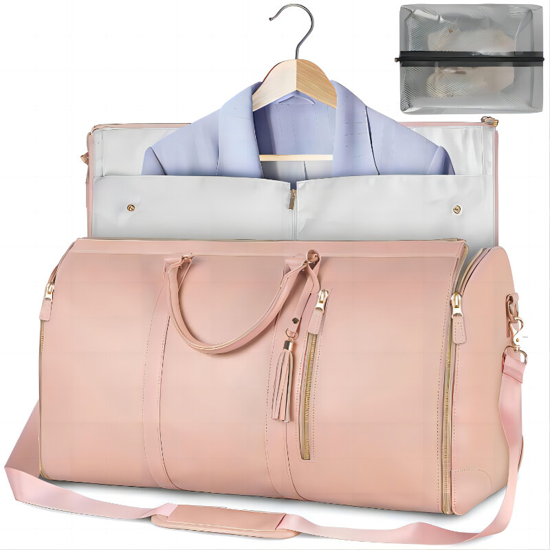Bolsa de viaje plegable de primera clase, bolso de mano de lujo para equipaje de Fitness, funda de lona de cuero para mujer, Maleta de ropa
