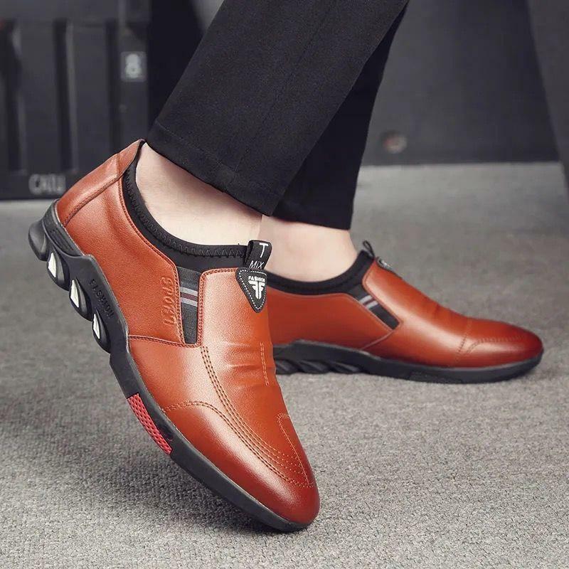 Casual leather shoes men's business summer 2022 fashion formal men's leather shoes British style thick soles men's shoes
