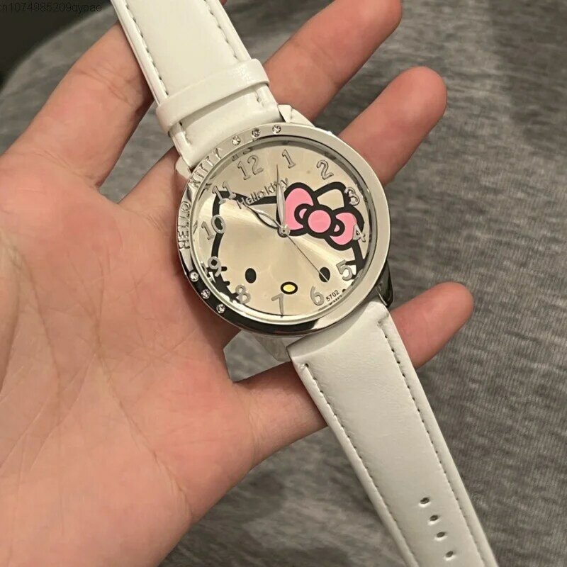 Sanrio นาฬิกาข้อมือลายการ์ตูน Hello Kitty, นาฬิกานักเรียนผู้ใหญ่เด็กตัวชี้คุณภาพสูงนาฬิกาควอตซ์ของขวัญวันเกิดเด็กหญิงเพื่อน