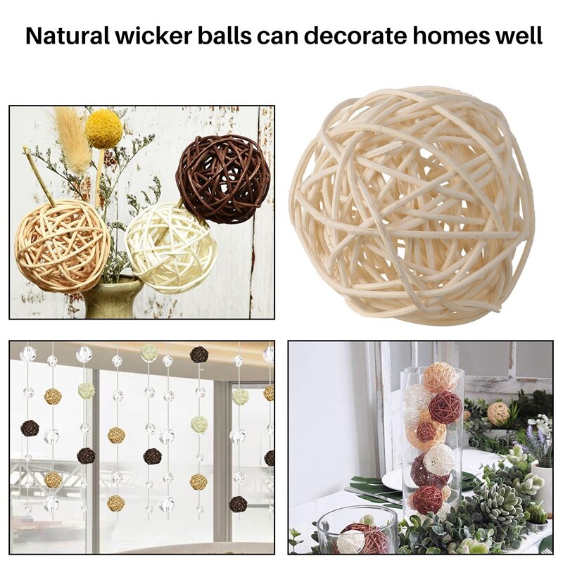 21 Pcs/Lot Mixed 3 Colors Rattan Balls Vase Fillers For Wedding Party Christmas Decoration, Assorted Three Size(3Cm/5Cm/7Cm)