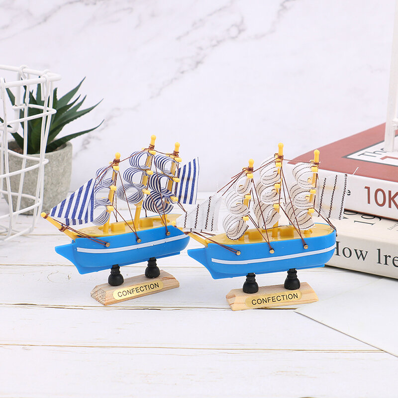 Modelo en miniatura Mini Barco Pirata mar yate océano barco Decoración Retro velero Triangular