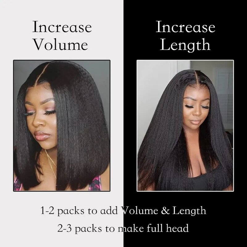 Nastro dritto crespo nelle estensioni dei capelli umani 100% adesivo per capelli vergini Remy invisibile nero naturale 12 "-26" pollici per le donne