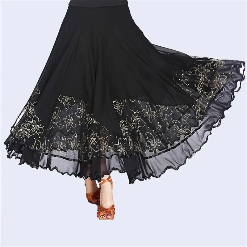 Spanish Flamenco Women Modern Long Skirt Big Wing Ruffle Stage Performance Girl Cotton Belly Dance Dress Female Gypsy Clothing