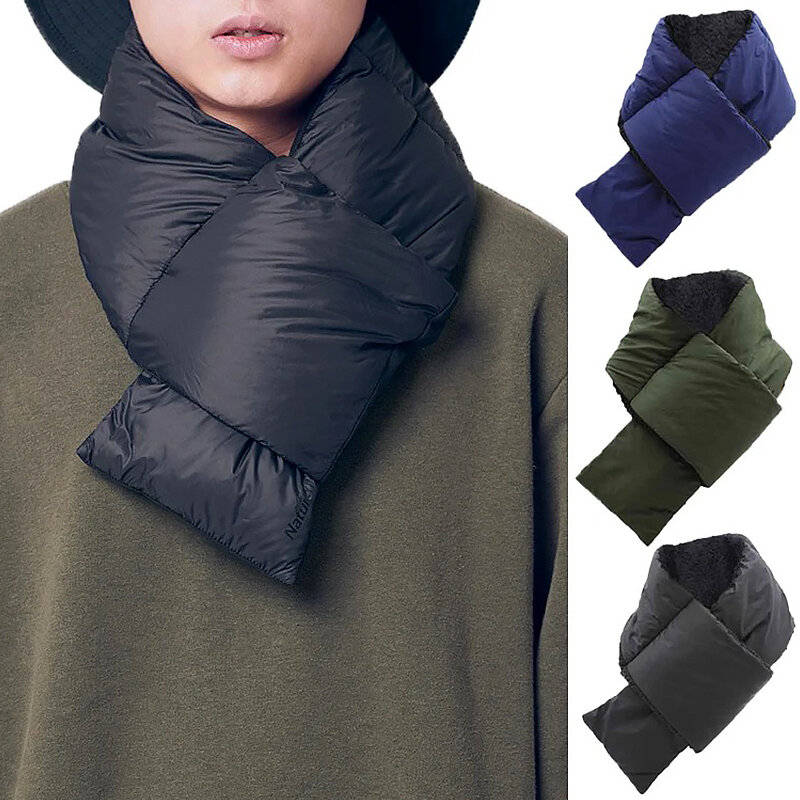 Winter Thicken Warm Down Cotton Scarf Women Men Thin Light Waterproof Camping Scarf Foldable Portable Warmer Cycling Neck Scarfs