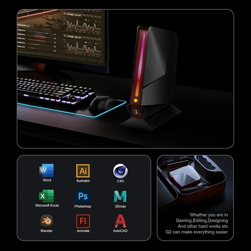 Chatreey-G2 Mini Computador Desktop Gaming, PC, Intel Core i9, 12900H, i7 12700H, Nvidia RTX3050, 8G, PCIE 4.0, WiFi 6, BT5.0
