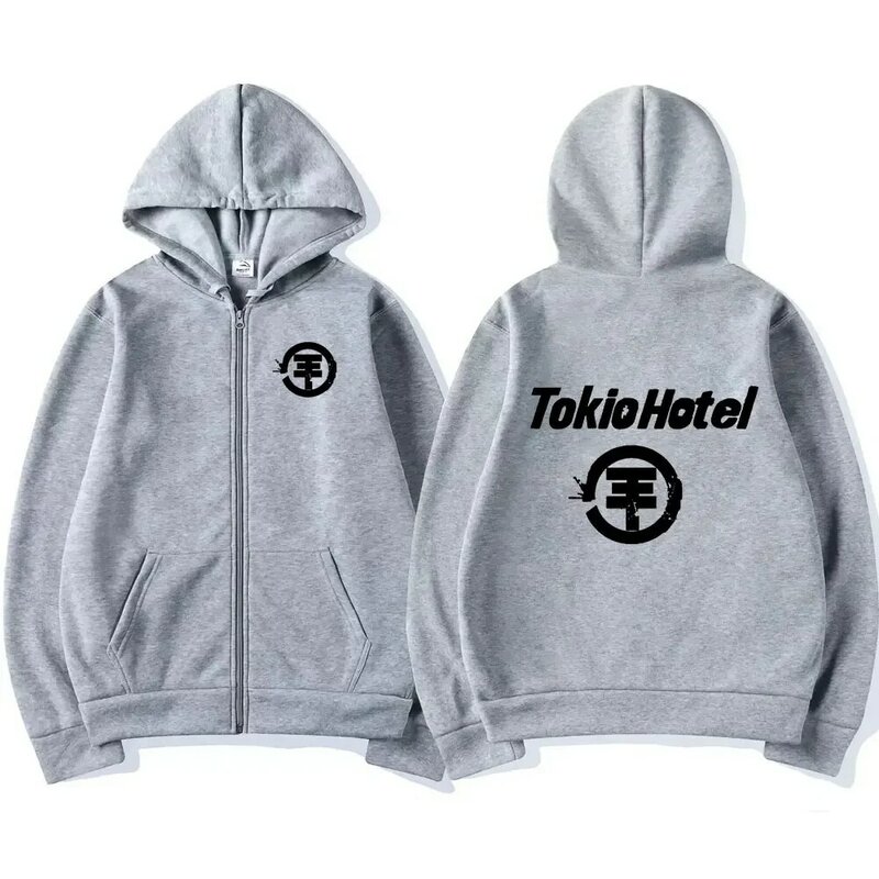 Sweats à capuche zippés avec logo d'hôtel Tokio pour hommes, sweat à capuche vintage, manteau gothique punk, vêtements d'automne et d'hiver, groupe de rock, PVD