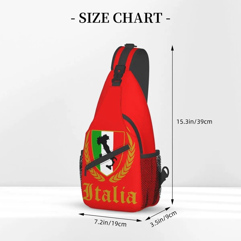 Mochila cruzada con bandera italiana de Italia, morral cruzado en el pecho, mochila de hombro, mochila de viaje para senderismo, mapa de moda