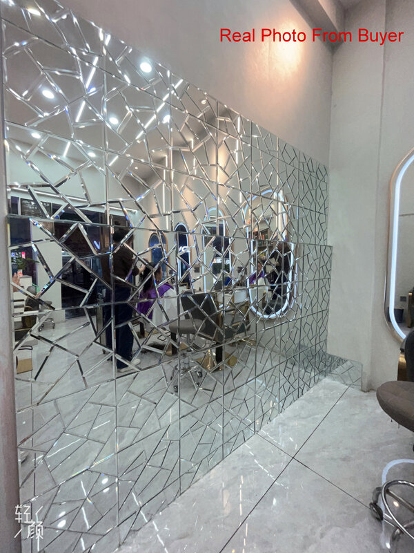 12 шт./коробка, корейские золотистые/Серебристые зеркальные стеклянные самоклеящиеся мозаичные плитки для магазина одежды/гостиницы, комнатные материалы для украшения стен