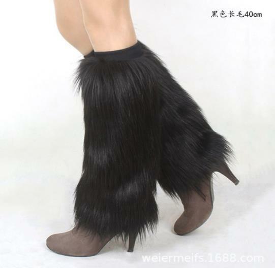 ขนสัตว์ Faux 2022ผู้หญิงขาอุ่นเข่าฝาครอบรองเท้ายาวรองเท้า Furry Fur Cuffs ขาถุงเท้า Faux Fur Legwarmers
