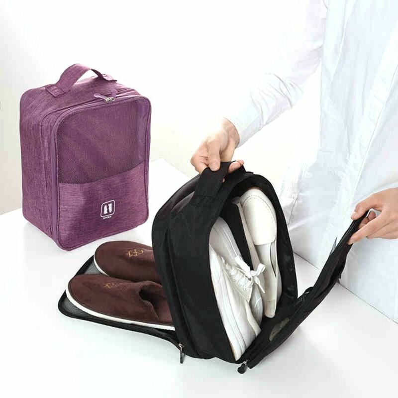 Organizadores de viaje impermeables plegables portátiles, bolsa de almacenamiento de zapatos de nailon, bolsas de ropa interior, bolsa de clasificación