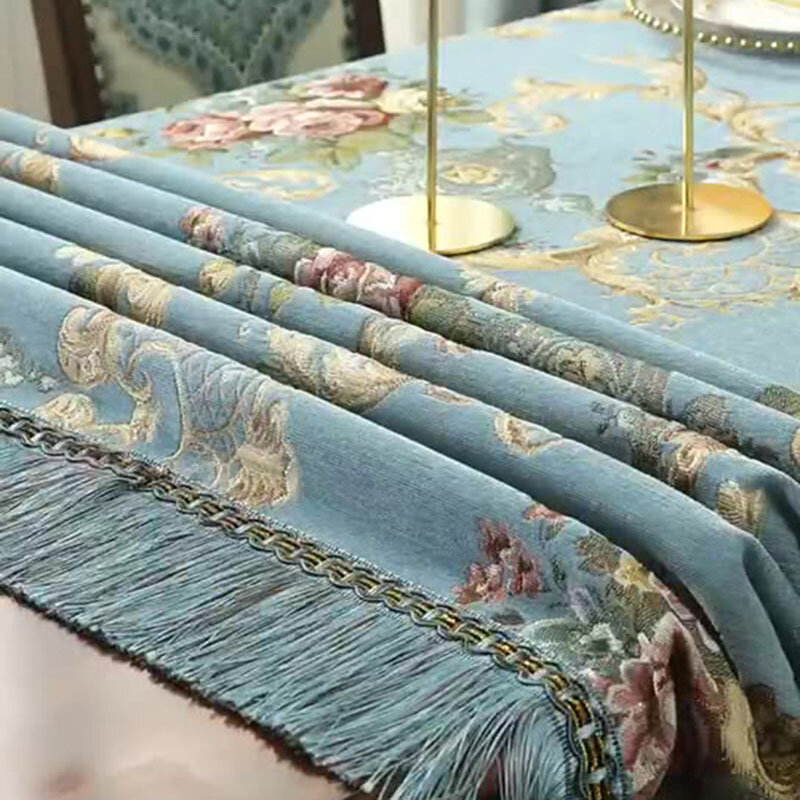 Скатерть из синели в европейском стиле, плотная прямоугольная скатерть, жаккардовая Пылезащитная скатерть с кисточками для обеденного стола