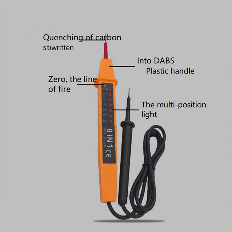 2x Acht In Één Tester Spanning Ac Dc 6-380V Auto Elektrische Pen Detector Met Led Licht Voor Elektricien Testen Spanning Tool