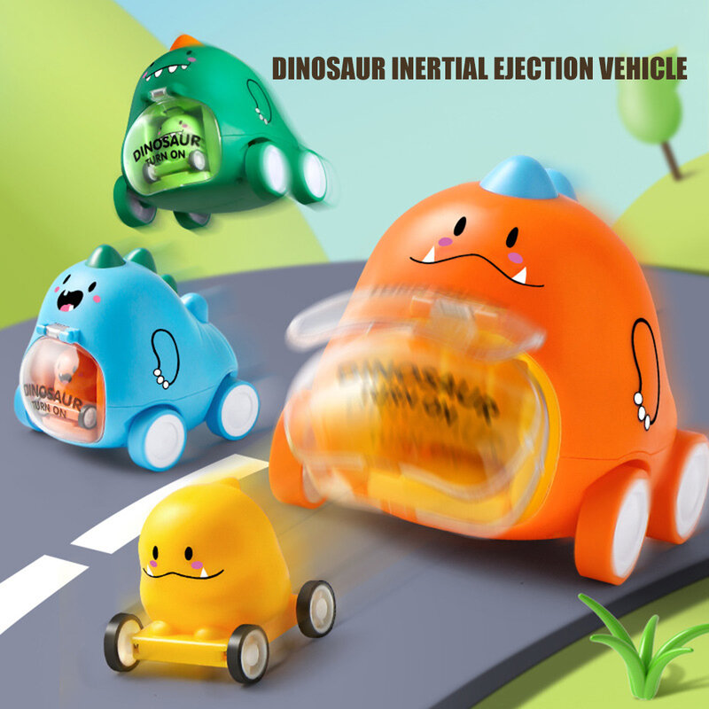 Mainan mobil pelontar tekan dinosaurus mainan gaya kembali inersia anak-anak mobil mainan dinosaurus kartun mobil permainan orang tua anak-anak kreatif lucu