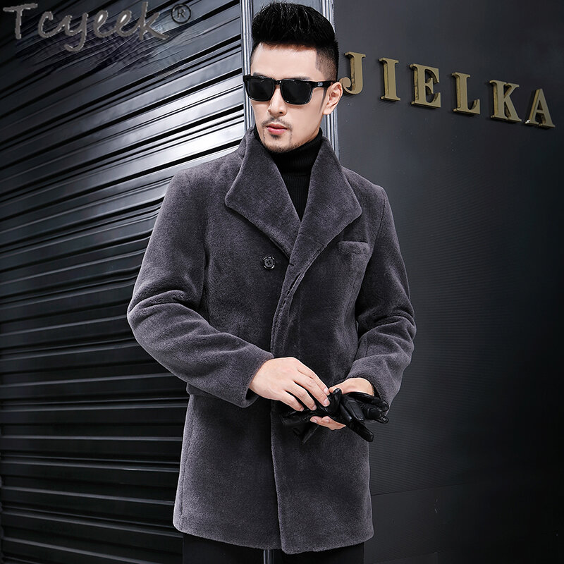 Tcyeek cappotti da tosatura per pecore da uomo giacca di lana moda giacche calde invernali nuovi vestiti da uomo cappotto Casual in Silm Streetwear Abrigos