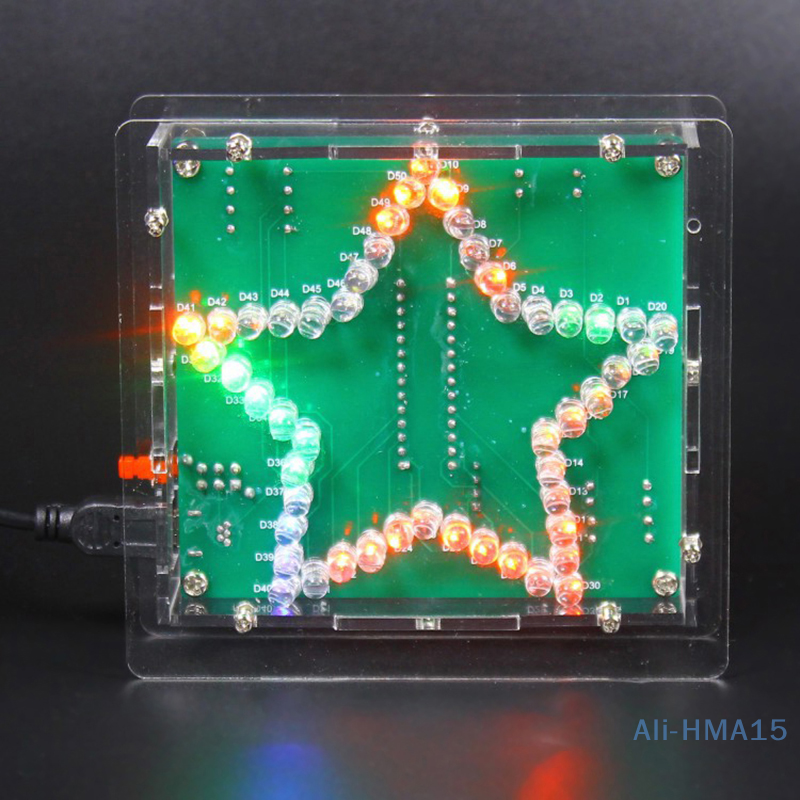 Kit electrónico 3D de estrella de cinco puntas, pentagrama LED, marquesina intermitente, tablero de luz, reproductor de música, juego de aprendizaje de soldadura
