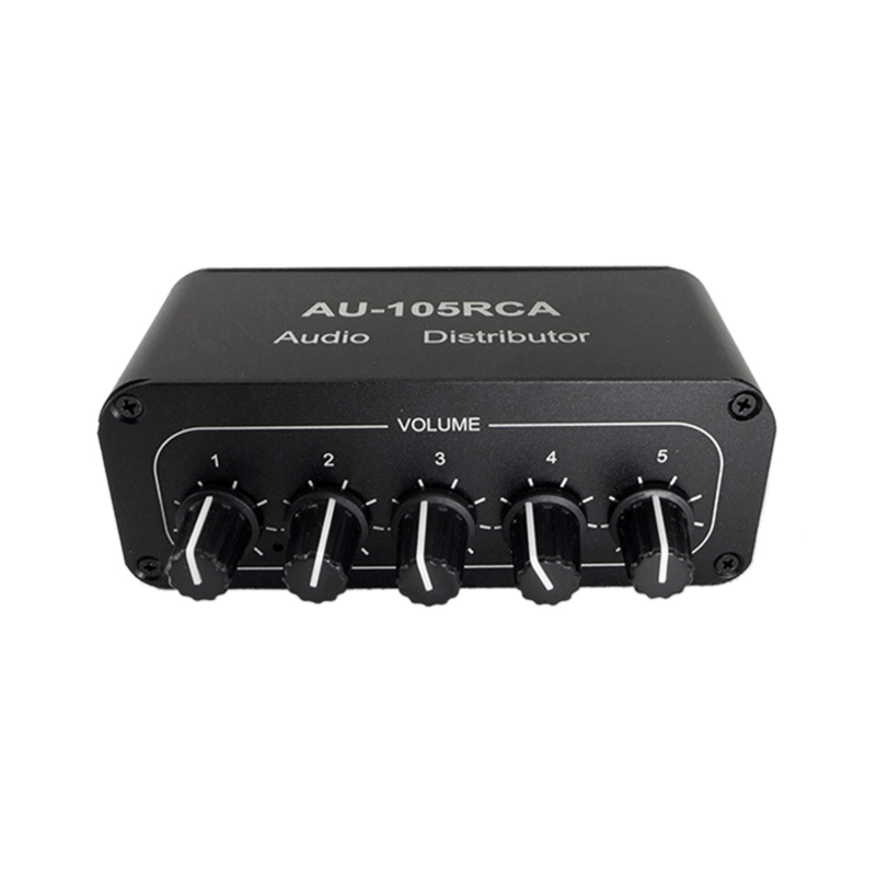 5CH Audio Distributor Stereo Audio Mixer 1 Input 5 Output RCA Splitter for Power Amplifier Active Audio