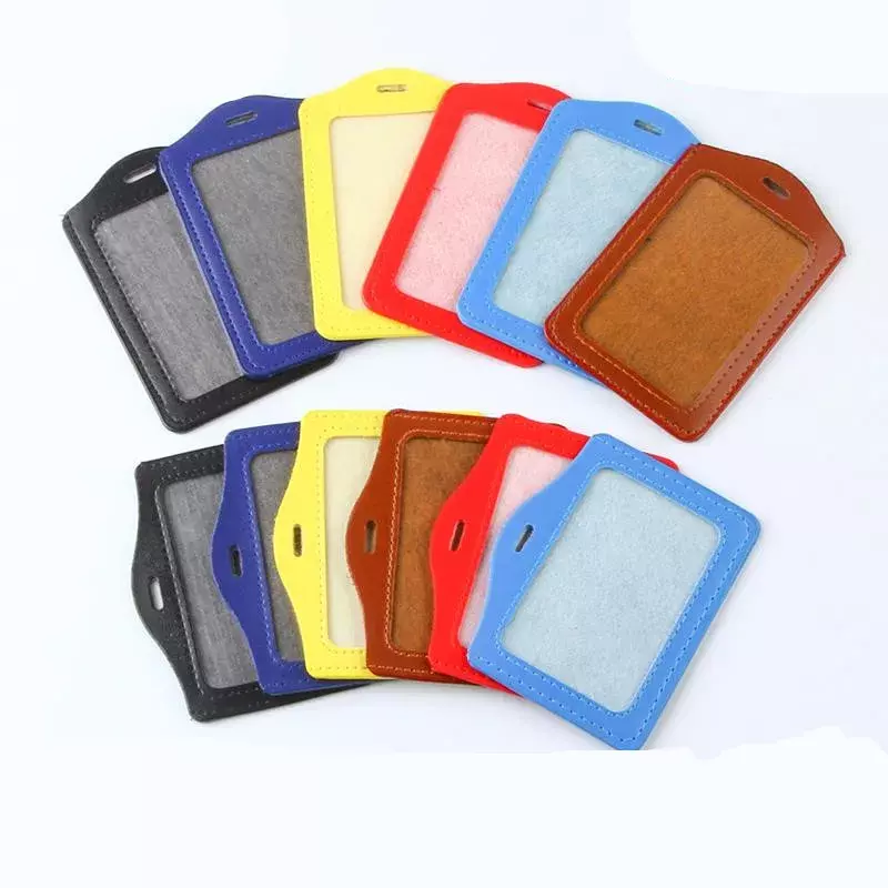 1pc PU Leather Working Permit Sleeve Case ID Tag Name Badge Holder Pass Work Card Holder Case Badge Cover Protector Accessories