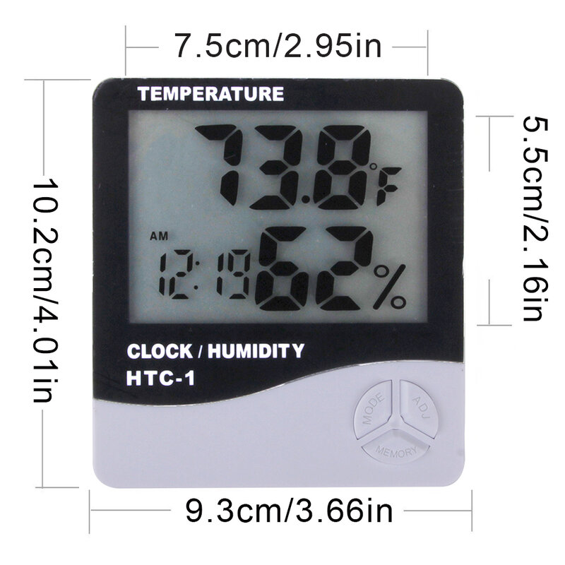 Therye.com Hygromètre Numérique LCD pour Extension de Cils, Testeur de Température et d'Humidité, Station Météo, Horloge, Outil de Maquillage pour Greffe de Cils