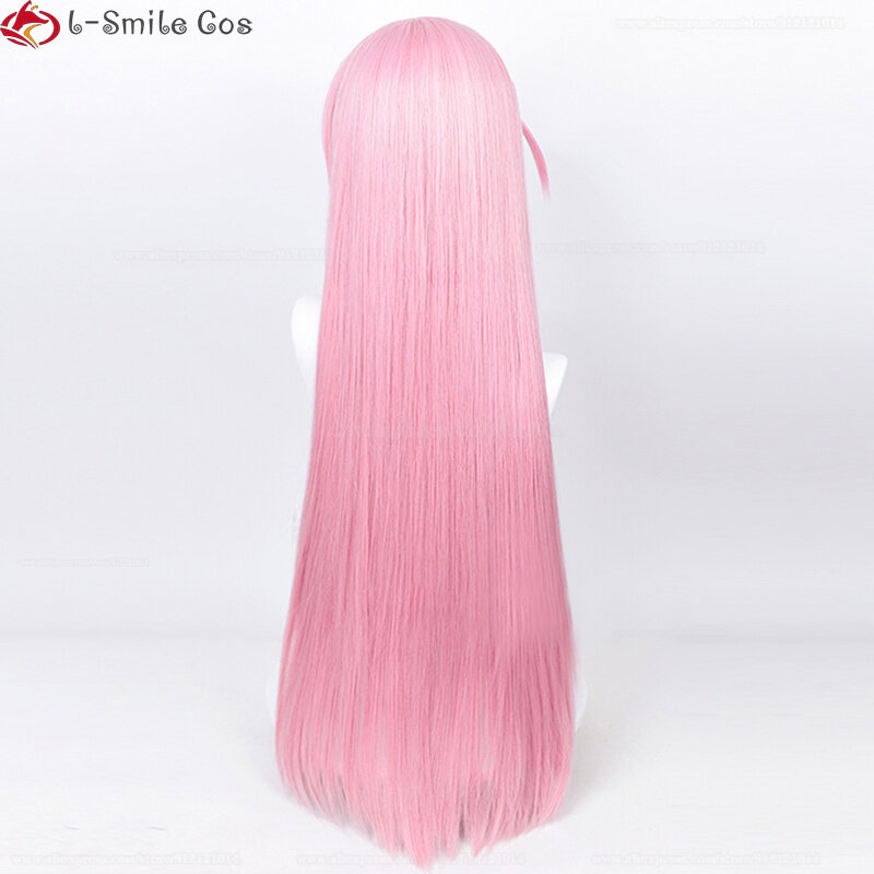 Gotou Hitori Peluca de Cosplay de Anime para mujer, pelo largo y liso, rosa, resistente al calor, fiesta, gorro, 80cm