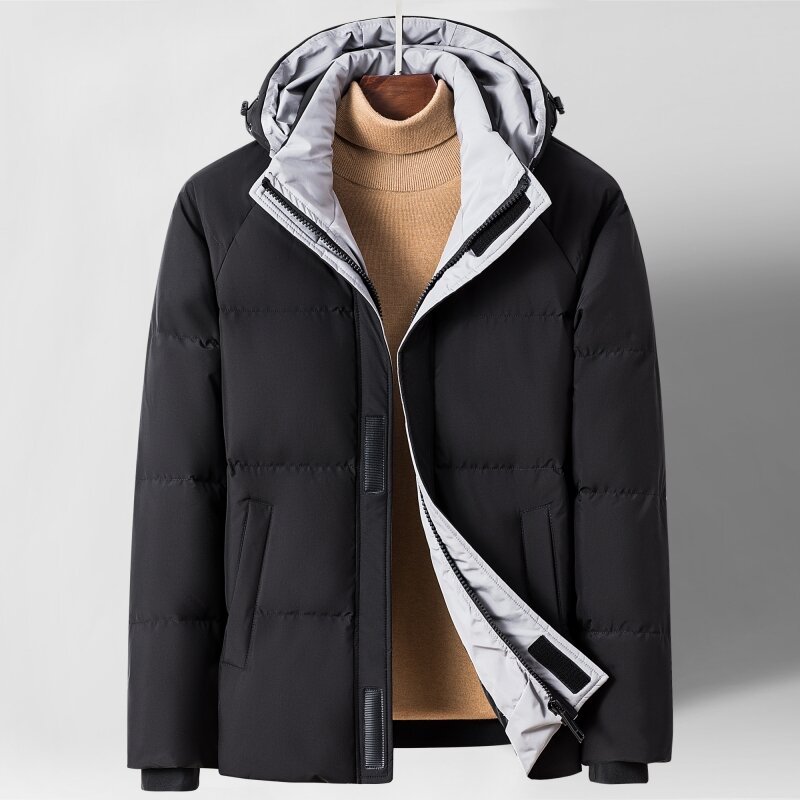 2024 겨울 폭발적인 남성 패션 캐주얼 후드 다운 재킷, 따뜻한 남성 코트
