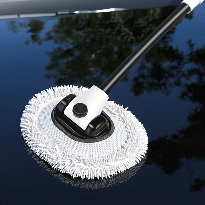 Nova atualização Car Wash Brush 15 ° Curved Rod ajustável Telescoping Long Handle Cleaning Mop Chenille Broom Acessórios Peças