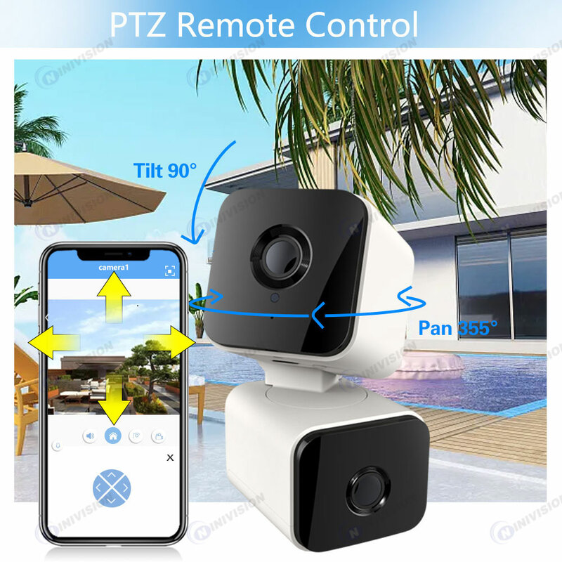 TUYA-Caméra de surveillance polyvalente à 360 °, caméra PTZ, panoramique et inclinaison, suivi automatique 4K, interphone audio bidirectionnel à distance, caméra domestique, touriste