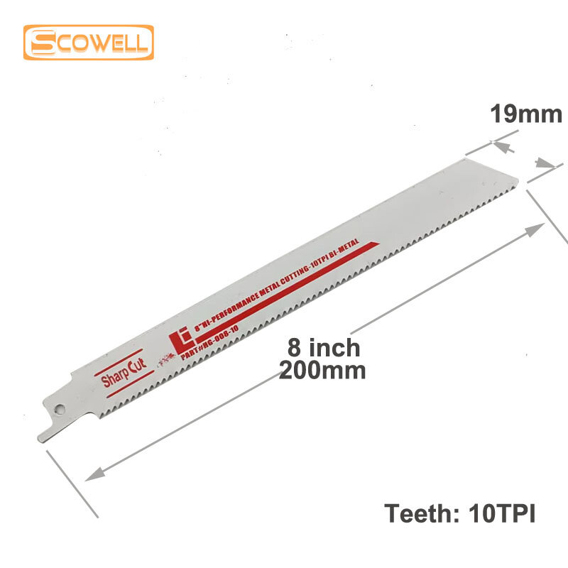 5 Pack 8" 10TPI Bimetal Reciprocating Saw Blade For Cutting Metal DIY Tools Accessories Demolition Sabre Saw Blades Jigsaw Cut