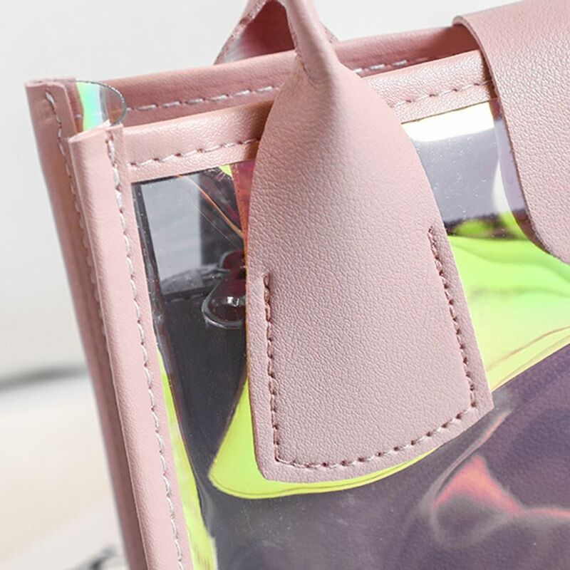여성용 투명 PVC 투명 슬링백, 투인원 숄더백, 귀여운 생일 선물, 여름 해변 핸드백