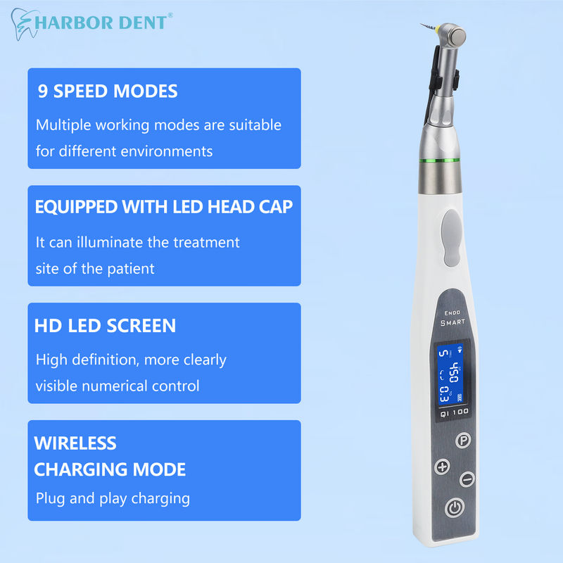 Endomotoryczny 16:1 sprzęt do redukcji zębów bezprzewodowy Endo z lampką LED importowanym silnikiem przyrząd kanałowy wskazówki dentystyczne