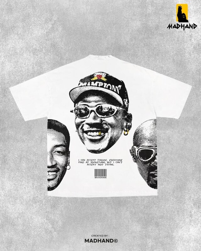 T-shirt surdimensionné imprimé portrait pour hommes, chemise ample, Harajuku, Goth, New American High Street, Vintage Hip Hop Fashion, Y2K