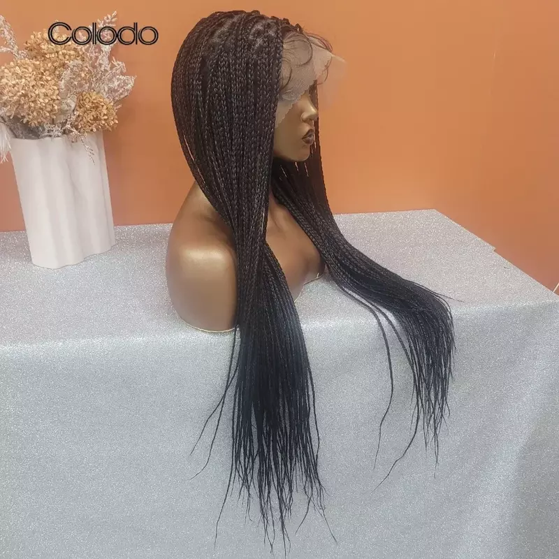 COLODO Cornrow Braids Lace Wigs for Black Woman New Synthetic full Lace Wig with Baby Hair Glueless Cosplay Daily 180% Density