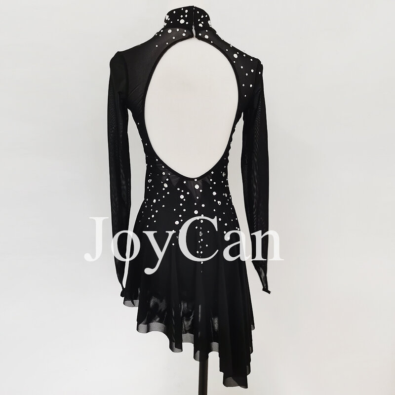 JoyCan-فستان التزلج على الجليد للفتيات ، دنة سوداء ، شبكة مطاطية ، ملابس الرقص المنافسة ، حسب الطلب