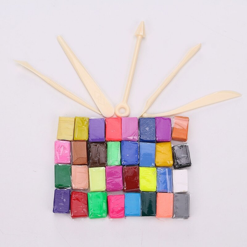 5 narzędzi + 32 kolorowe bloki glina polimerowa do wypiekania w piekarniku narzędzie do modelowania DIY 32 kolory glina kolorowa wygodnego tworzenia dzieł sztuki