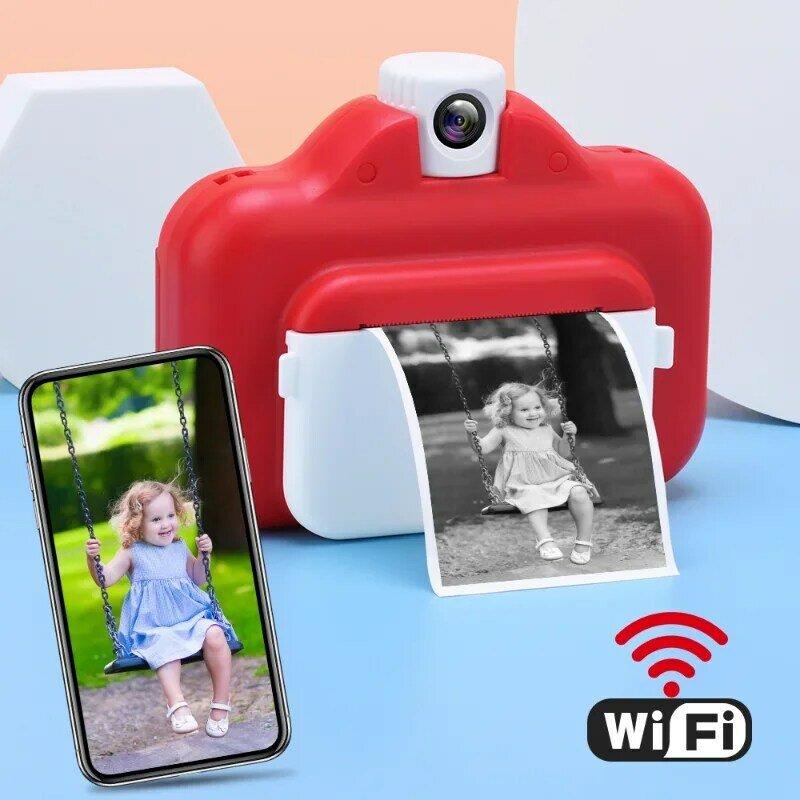 Câmera de impressão instantânea sem fio para crianças, 1080p HD, impressora térmica, impressora telefônica, cartão de 32GB, brinquedos para crianças