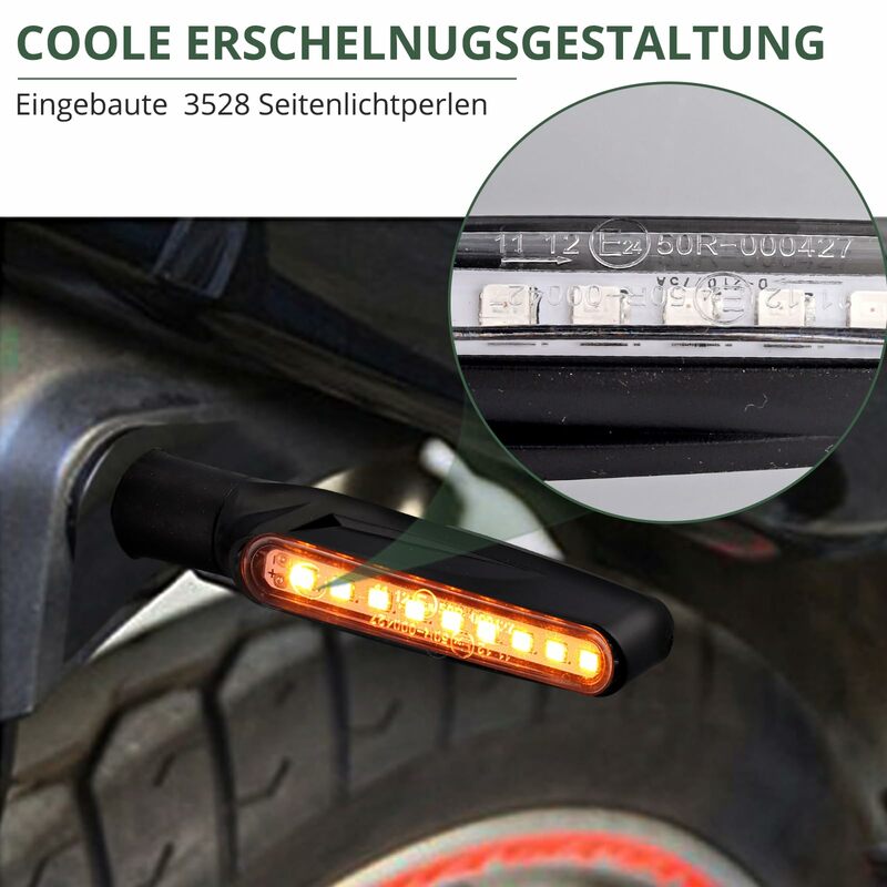 Intermitentes LED para motocicleta y Scooter, luces de señal de giro universales de 12V, con perno M10, impermeables IP67, con certificación e-marcado E24, 4 piezas