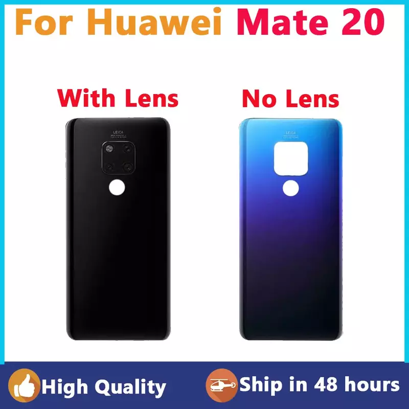 ประตูกระจกแบตเตอรี่พร้อมเลนส์สำหรับ Huawei Mate 20ฝาหลังอะไหล่ซ่อมแซมกระจกสำหรับ Huawei Mate 20ฝาหลัง