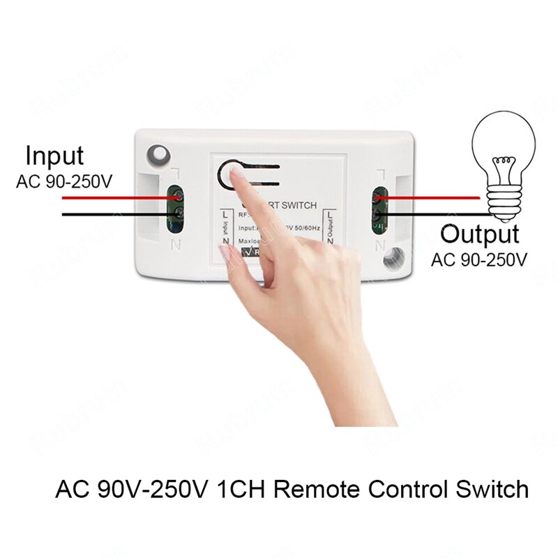 Interruptor De Luz Inteligente Sem Fio, Controle De Iluminação, Interruptor Inteligente, RF 433Mhz, AC 90-250V, 10A Módulo, 1 W e 2 C