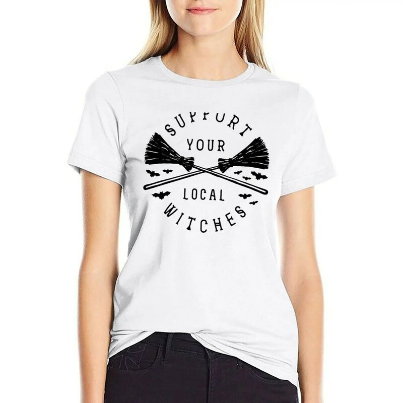 Unterstützen Sie Ihre lokalen Hexen T-Shirt Vintage Kleidung Dame Kleidung koreanische Mode T-Shirts für Frauen locker sitzen