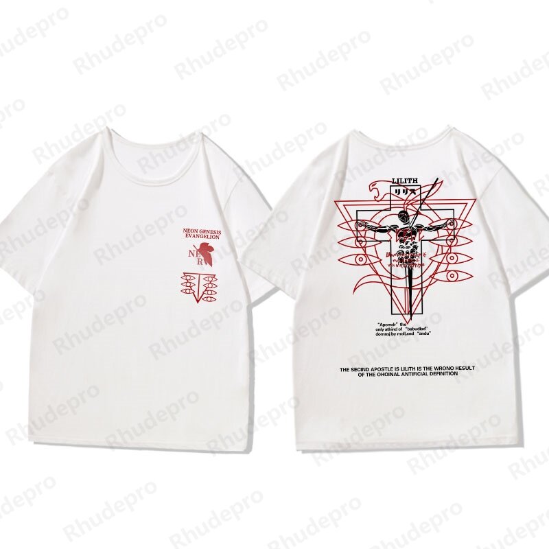 2024 New Century Evangelion Mede-Ondertekende Oversized T-Shirt Met Korte Mouwen Mannelijke Eva Eerste Mobiele Diffuse Kleding Trend Oversized