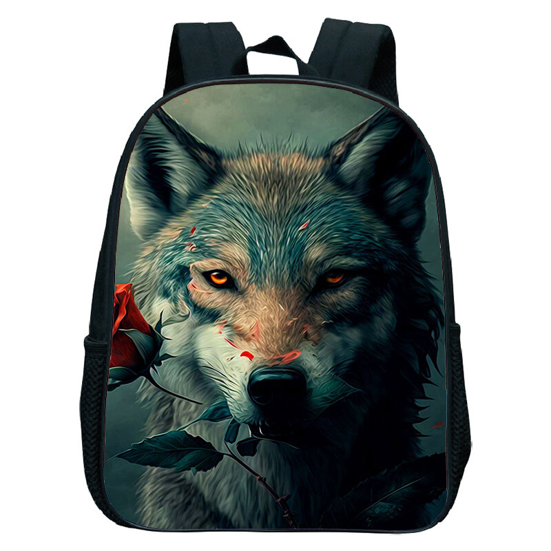 Рюкзак с воющим волка в Луне для девочек и мальчиков, школьные 3d-сумки для детей, Детский водонепроницаемый рюкзак с изображением галактики и волка