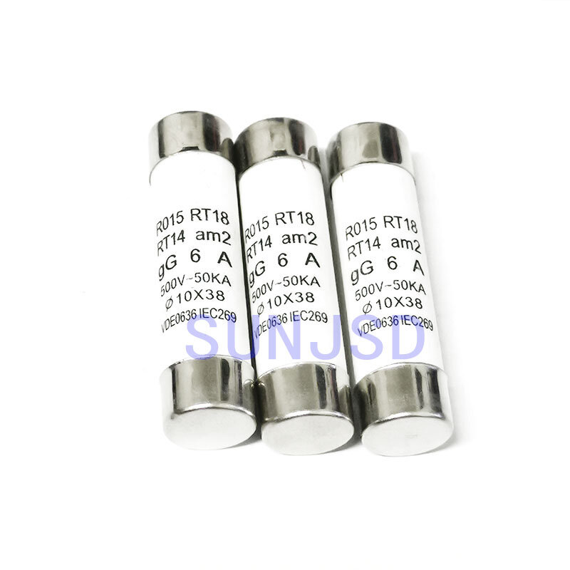5PCS 10X38mm Ceramic Fuse 1A 2A 3A 5A 6A 8A 10A 16A 20A 25A 32A 32A 40A 50A 63A Fusible Enlace For RT18 R015 RT14 Fuse Core 500V