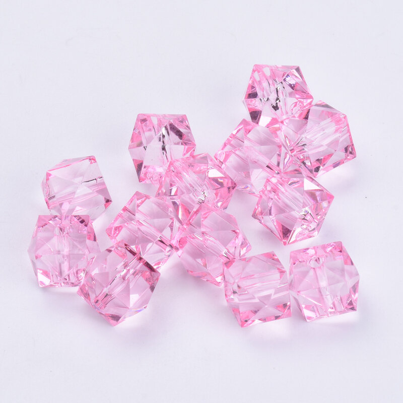 200 Pcs 8mm Transparent Acrylic Beads Faceted Cube Loose Beads Mixed Color Spacer Beads for Jewelry Making DIY Handmade Bag