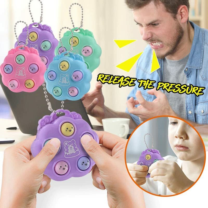Fun Whack A Mole Keychains Decompression Fidget Toys Children Toys For Kids Simple Dimples Portable Fingertip Antistress Toys