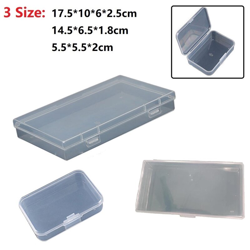 Caja de plástico para organizar joyas, contenedor Rectangular transparente, resistente, con soporte para tornillos