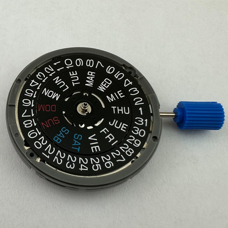 Movimiento mecánico NH36A, calendario negro de alta precisión, piezas de repuesto de corona de 3 puntos para movimientos automáticos de reloj