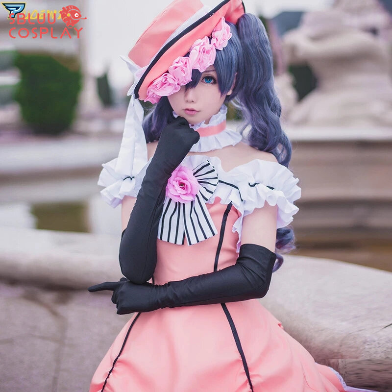 SBluuCosplay Anime Black Butler Ciel Phantomhive Lady Cosplay Costumes Women Fashion Fancy Party Dress for Halloween with Wig