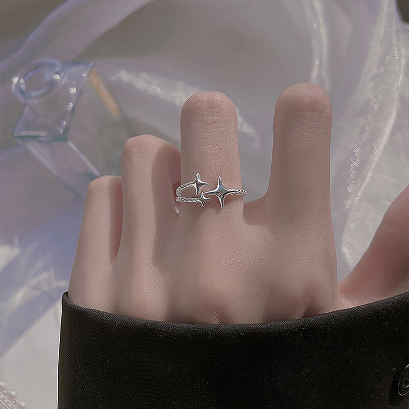 แหวนผู้หญิงเรียบง่ายปรับได้แหวนแฟชั่นวินเทจประณีตประณีตเครื่องประดับแหวนดาว